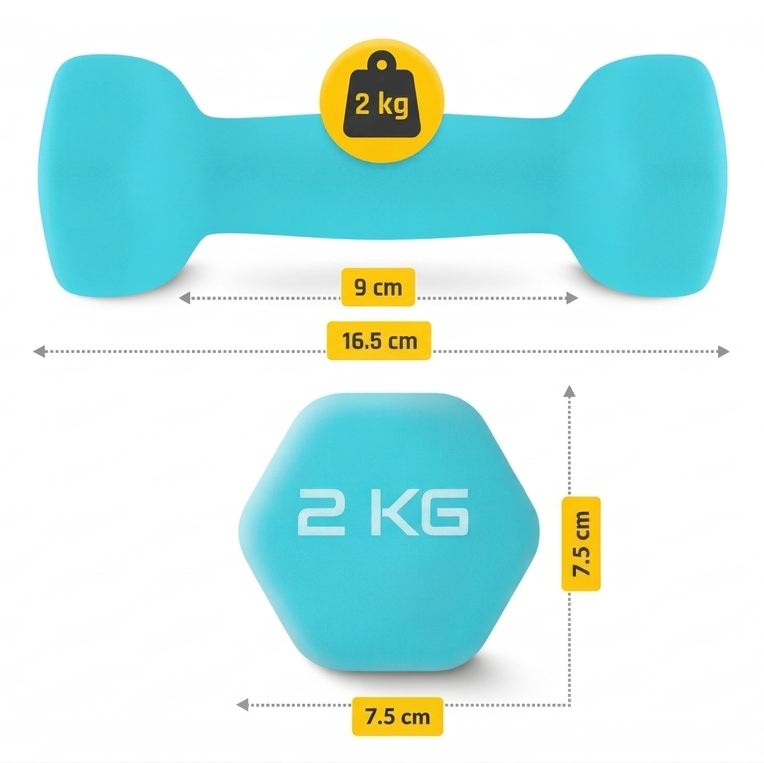 Set Gantere Fitness 7 kg cu Suport – 6 Greutati din Fonta si Neopren/PVC 2