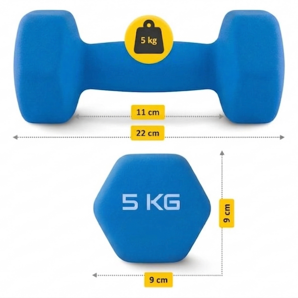 Set Gantere Fitness 7 kg cu Suport – 6 Greutati din Fonta si Neopren/PVC 3