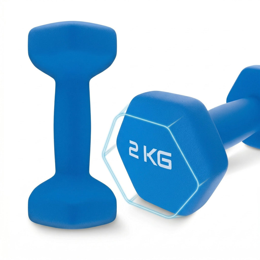 Set Gantere Fitness 7 kg cu Suport – 6 Greutati din Fonta si Neopren/PVC 7