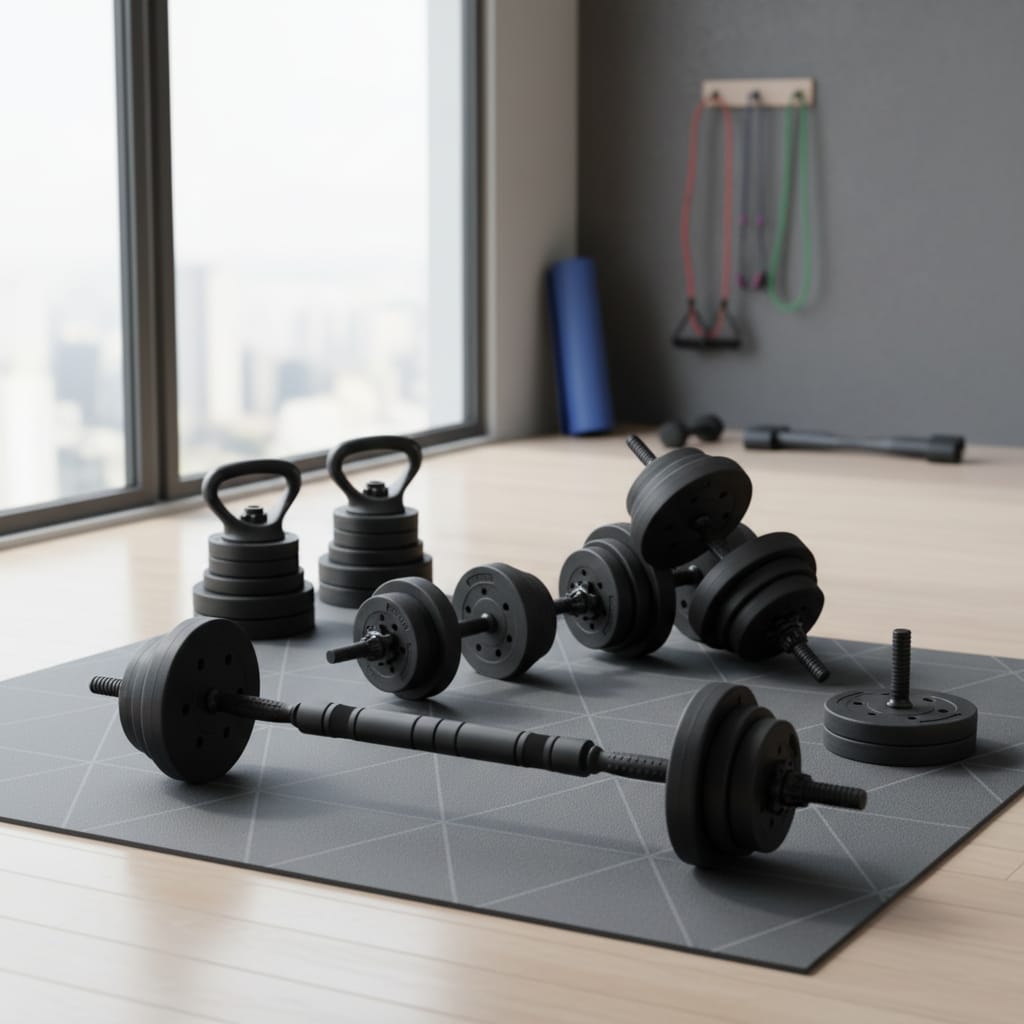 Set Greutati Multifunctionale 19 kg - Gantere, Haltera, Kettlebell, Metal, Maner Antiderapant 5