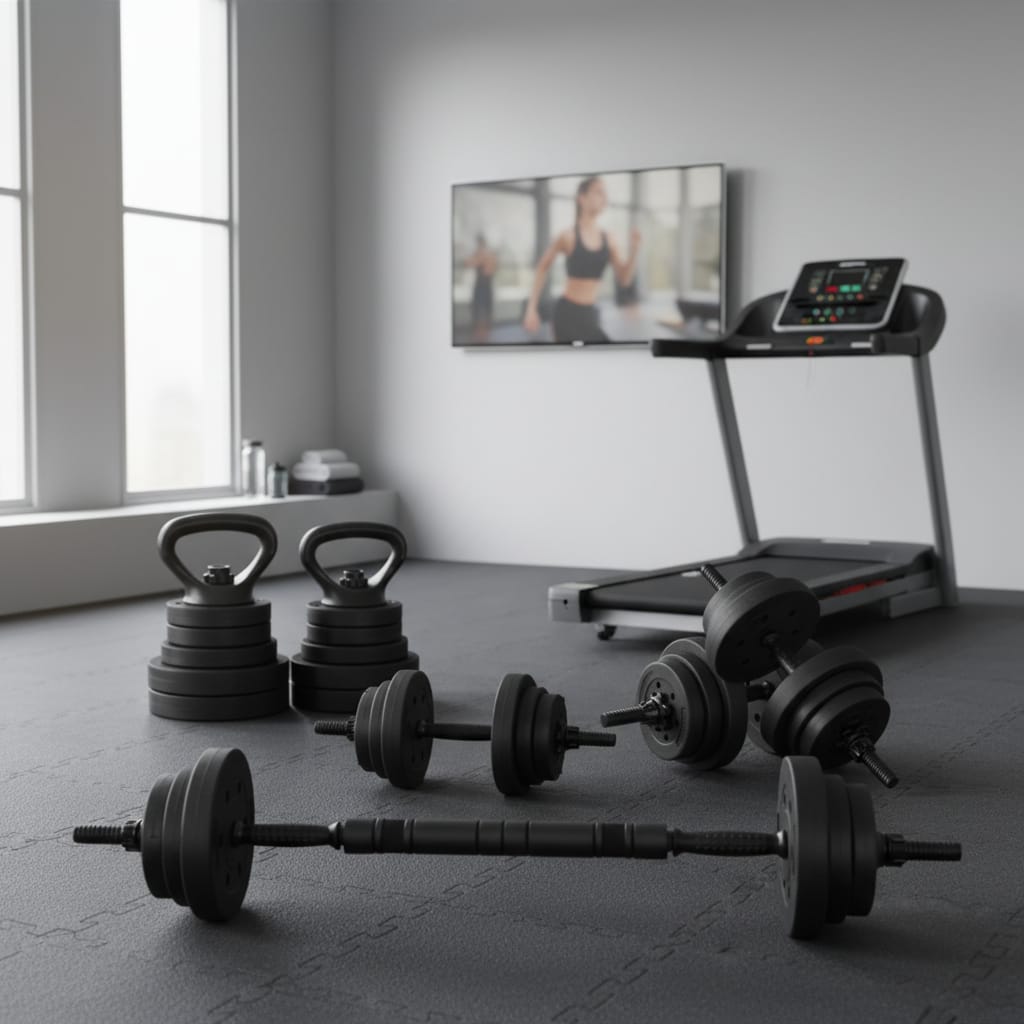 Set Greutati Multifunctionale 19 kg - Gantere, Haltera, Kettlebell, Metal, Maner Antiderapant 7