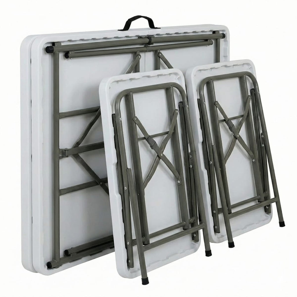 Set masa pliabila 4 persoane din otel cu HDPE + doua banci pliabile pentru gradina, camping 2