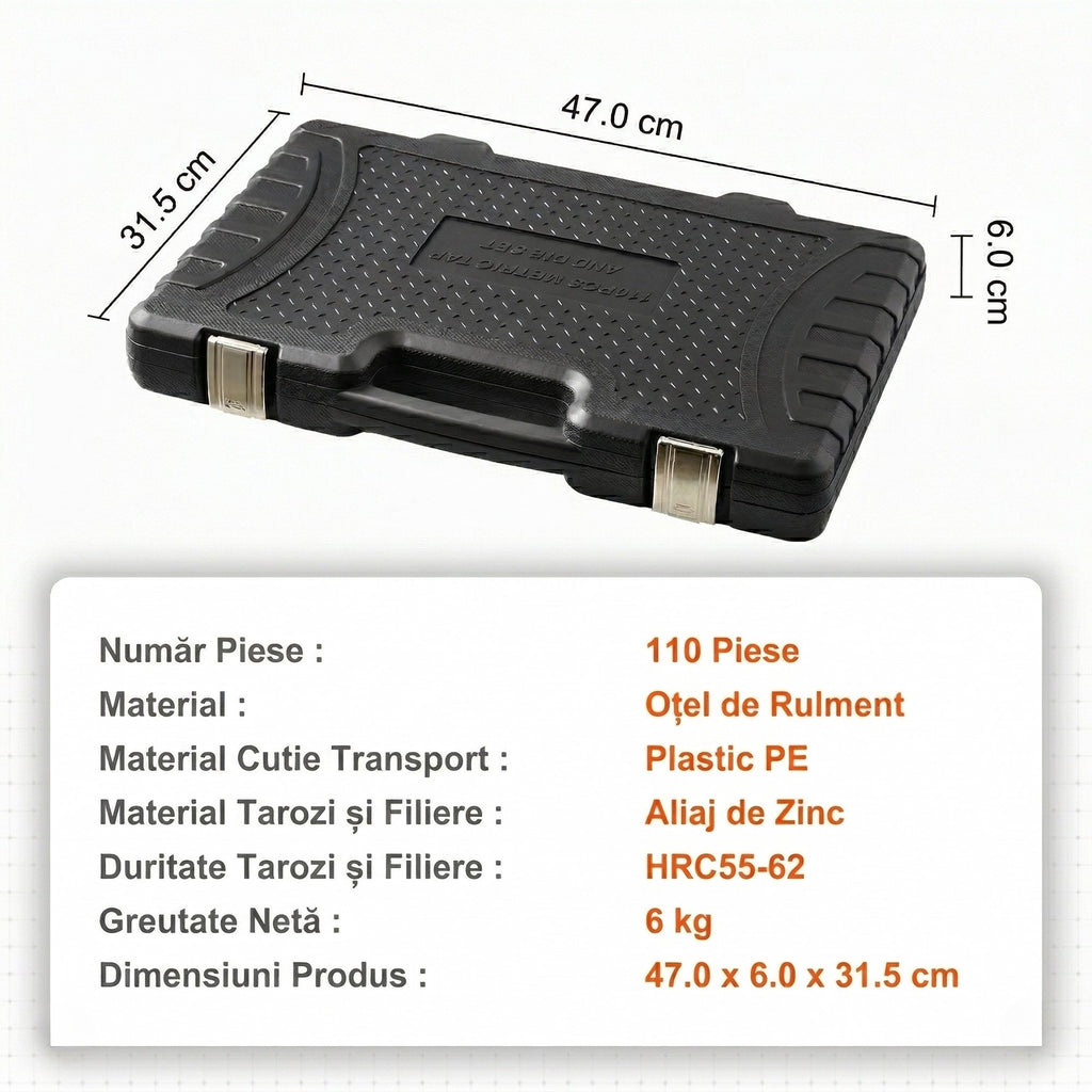 Set Profesional Tarazi si Filiere Metrice, 110 Piese – Otel G80, M2-M18 4