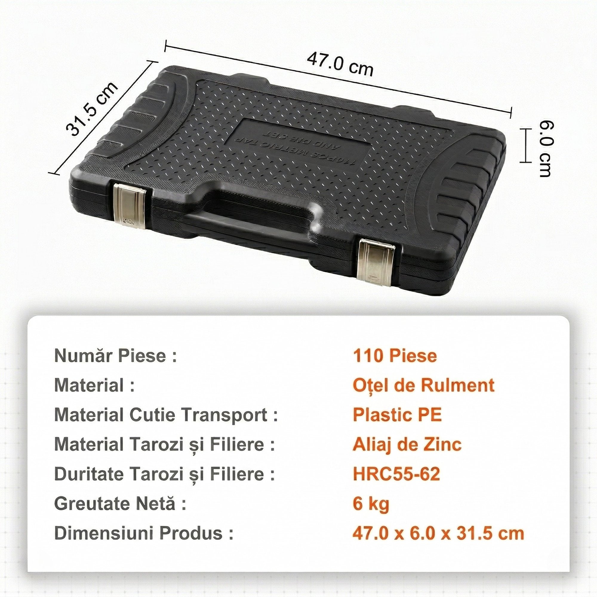 Set Profesional Tarazi si Filiere Metrice, 110 Piese – Otel G80, M2-M18 4