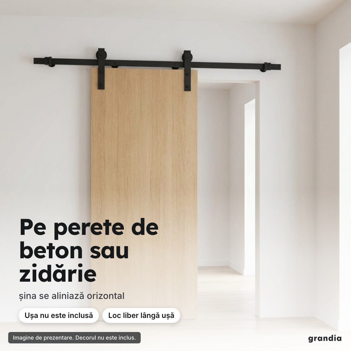 Set șină ușă glisantă 183 cm – Pe perete de beton sau zidărie