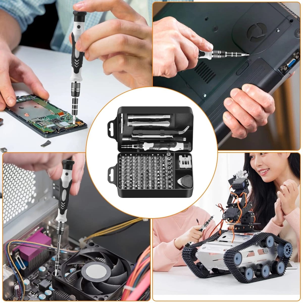 Set surubelnita de precizie cu 122 capete interschimbabile, trusa compacta pentru reparatii electronice 4