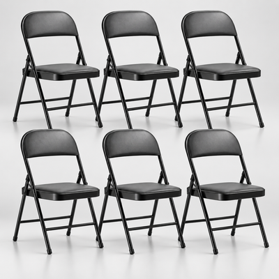 Set 6 scaune pliante cu sezut Buretat, 42x42x78 cm, Cadru Metalic, pentru Evenimente/Casa