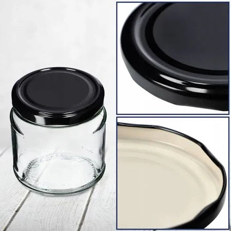 Set capace pentru borcane, negre, etansare sigura pentru conserve si dulceturi