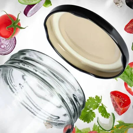 Set capace pentru borcane, negre, etansare sigura pentru conserve si dulceturi