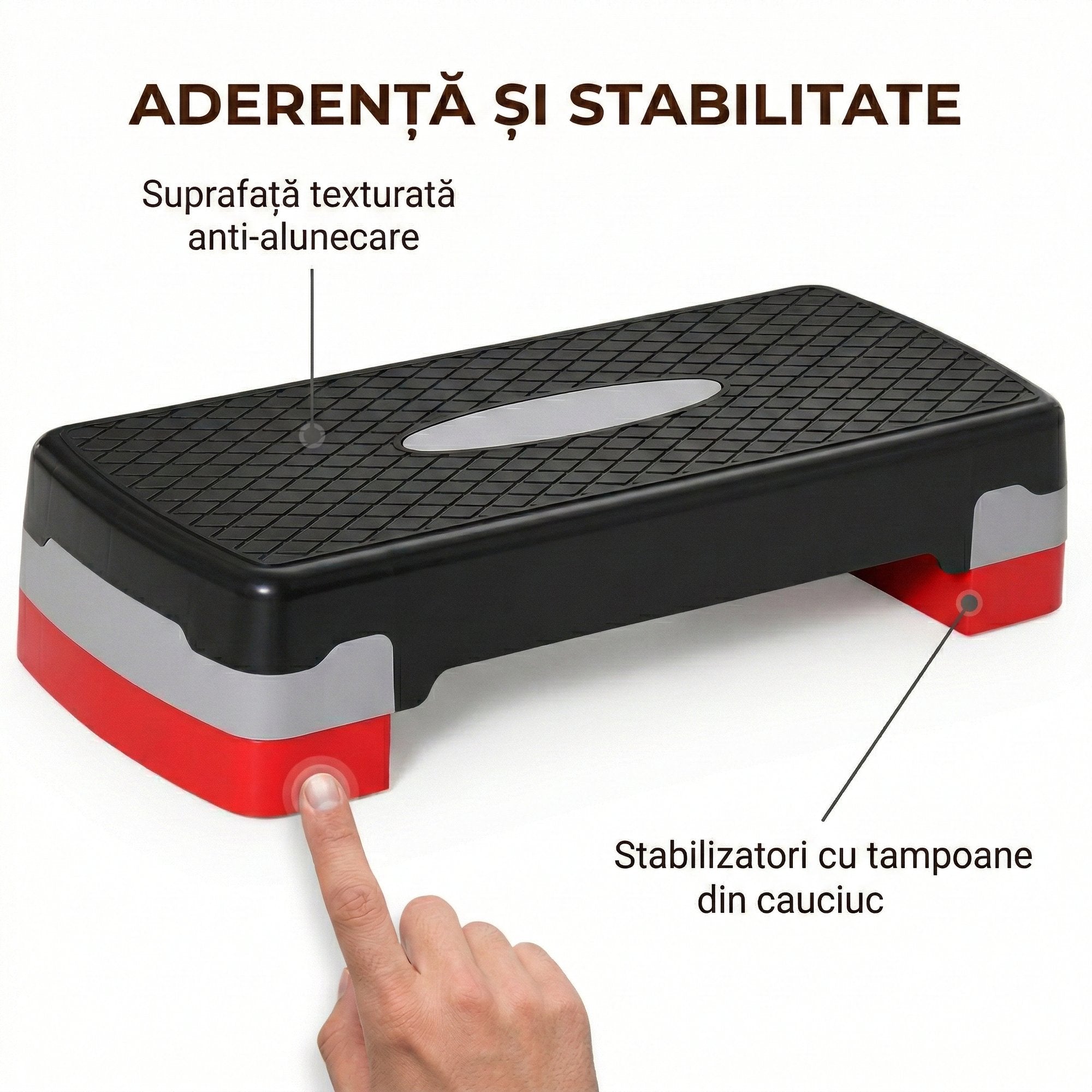 Stepper Fitness pentru Aerobic Negru-Rosu, Reglabil pe 2 Inaltimi (10-15 cm) 8