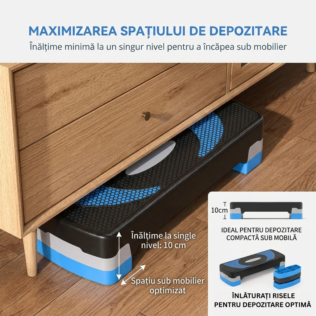 Stepper Fitness pentru Aerobic, Reglabil pe 3 Inaltimi 10-15-20 cm 2