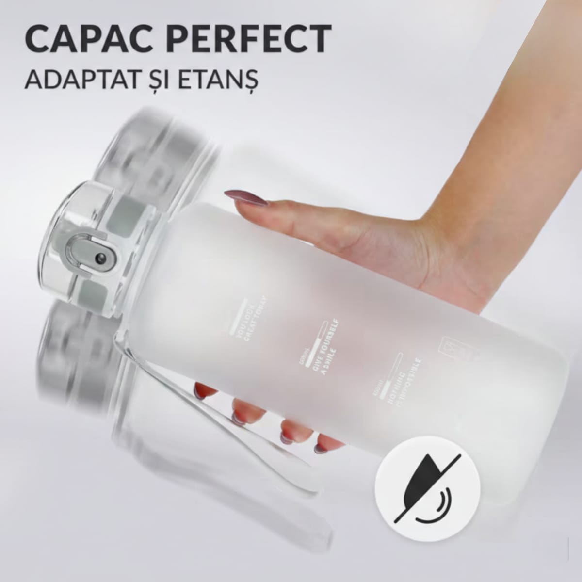 Sticla sport de apa, alba 1000 ml 2