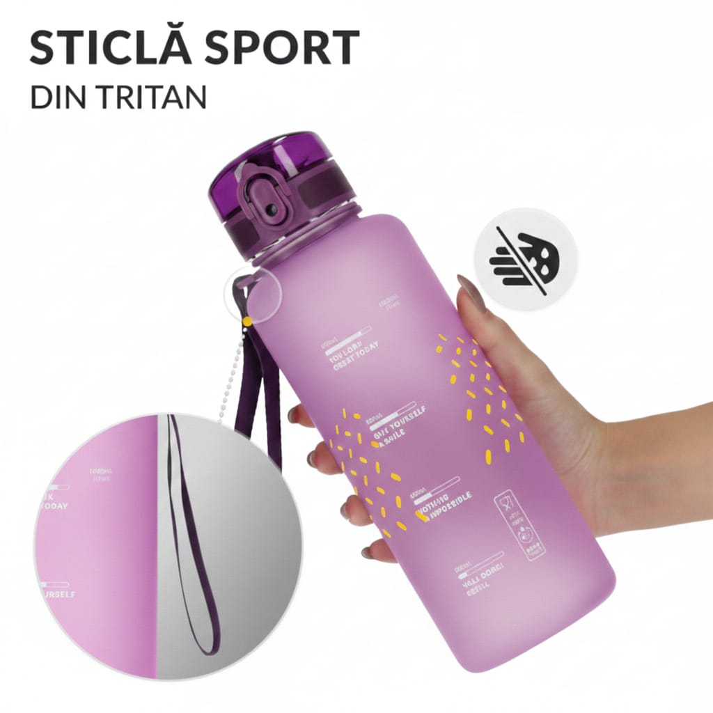 Sticla sport de apa, violet, 1000 ml 2