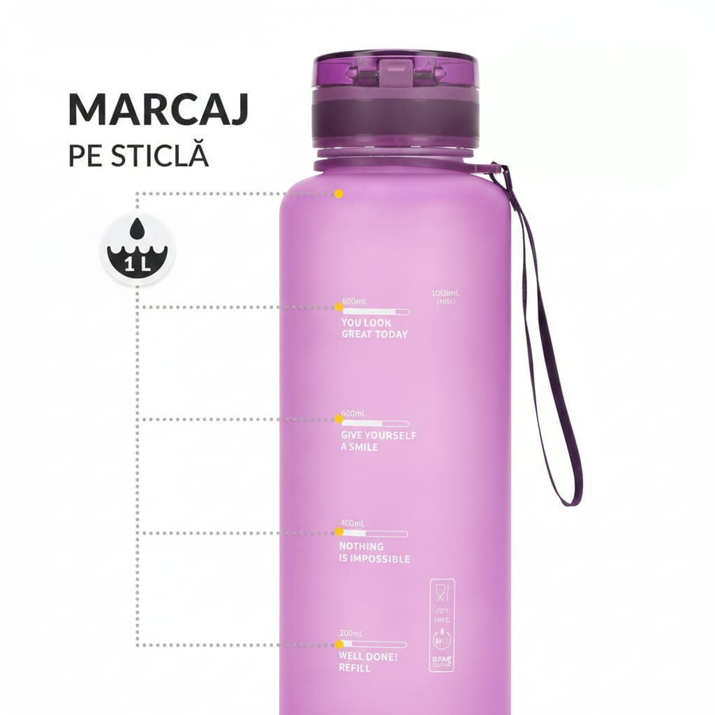 Sticla sport de apa, violet, 1000 ml 3