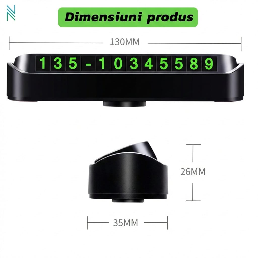 Suport auto pentru numarul de telefon, cu stickere magnetice si adeziv puternic, dimensiuni reduse, negru 2