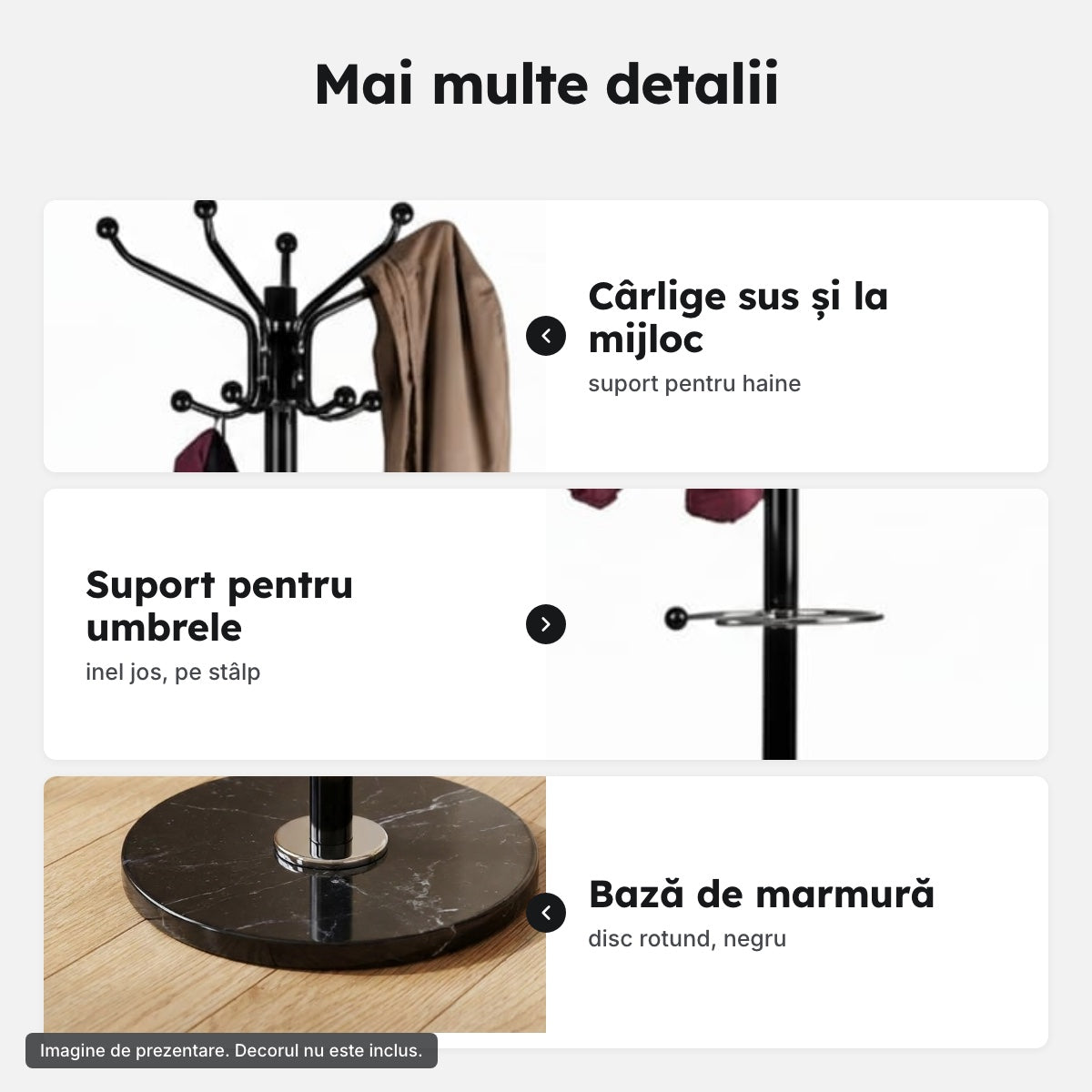 Cuier pom cu bază de marmură – Mai multe detalii