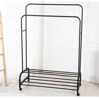 Suport dublu de umerase pentru haine 150 x 110 x 54 cm - Cu Roti, Negru 1