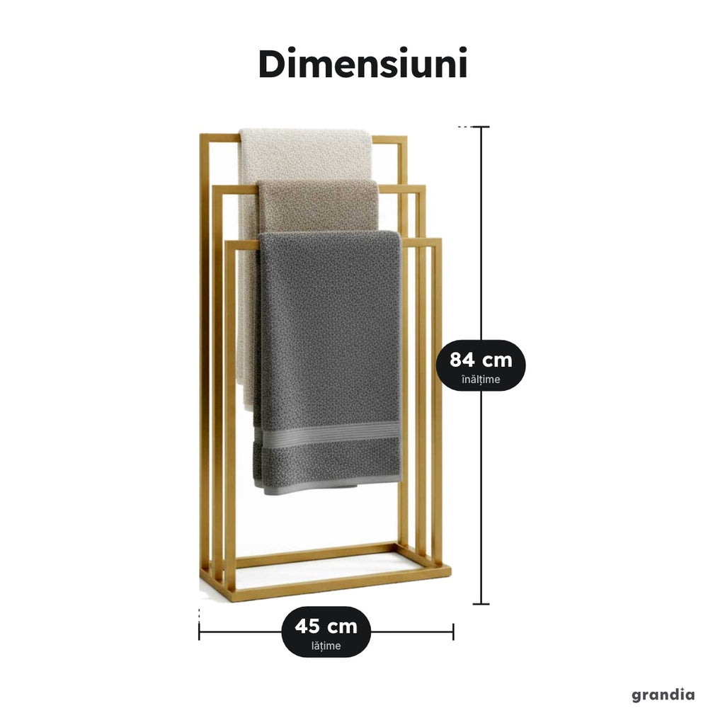 Suport de podea pentru prosoape, 3 bare – Dimensiuni