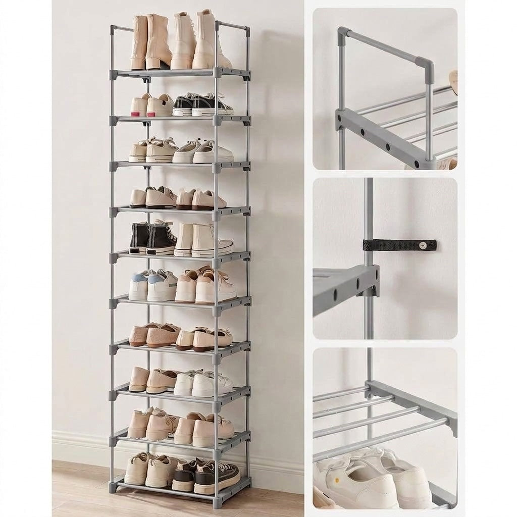 Suport pantofi metalic 10 niveluri, etajera incaltaminte pentru hol si dressing 4