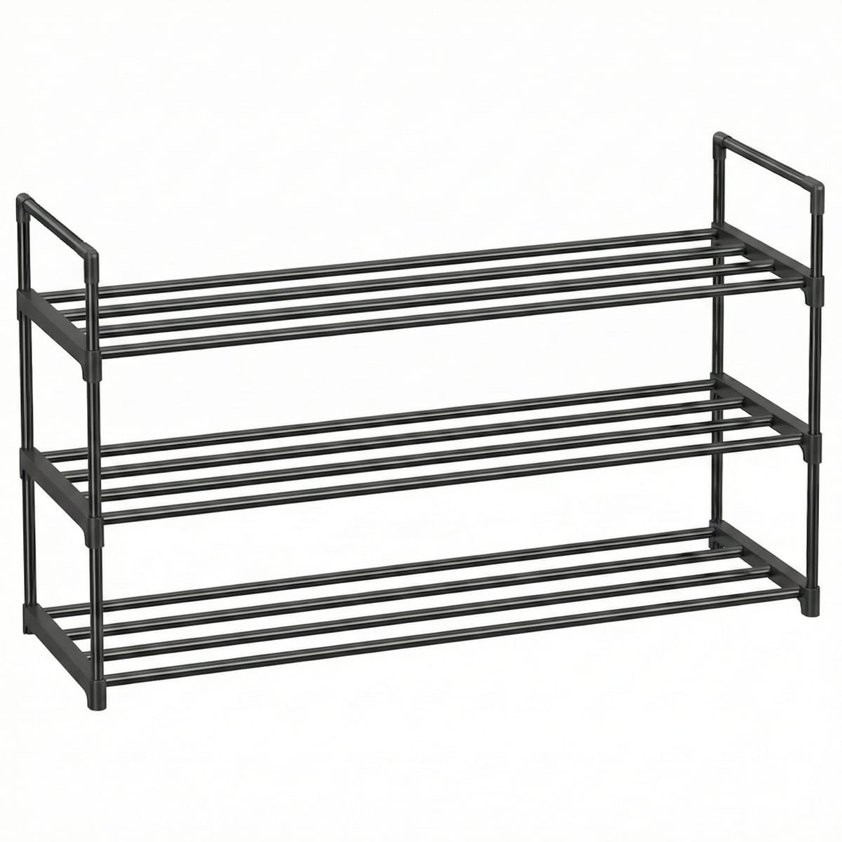 Suport Pantofi Metalic, 3 Niveluri, Capacitate 12-15 Perechi, Stivuibil, 92 x 30 x 54 cm, Negru 1