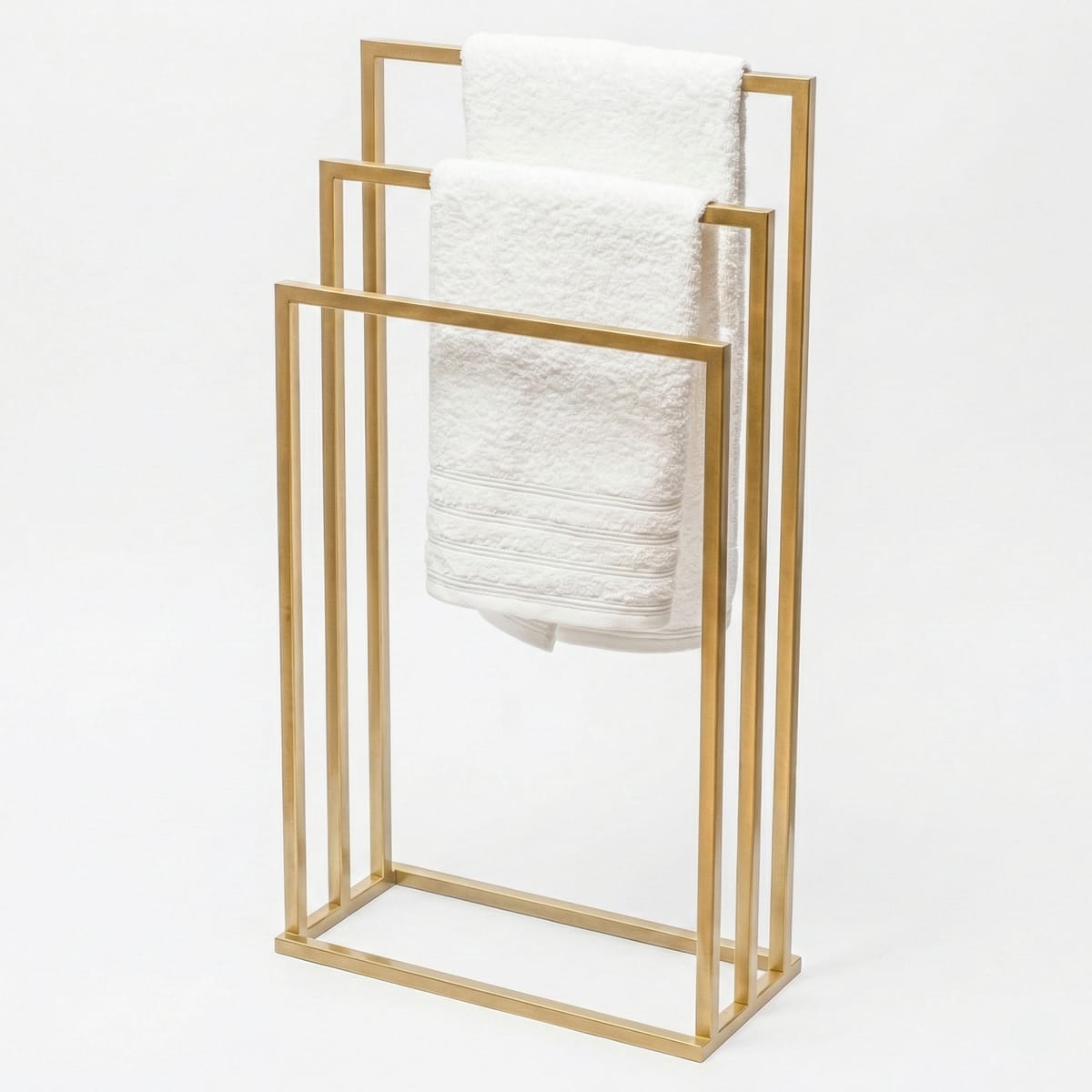 Suport pentru prosoape din metal, auriu mat, cu 3 bare, stabil si elegant 2