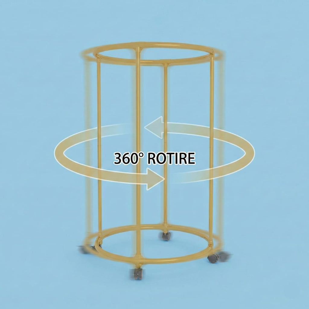 Suport rotund din oțel Inoxidabil pentru haine, cu roti, finisaj cromat, capacitate 40 kg 4
