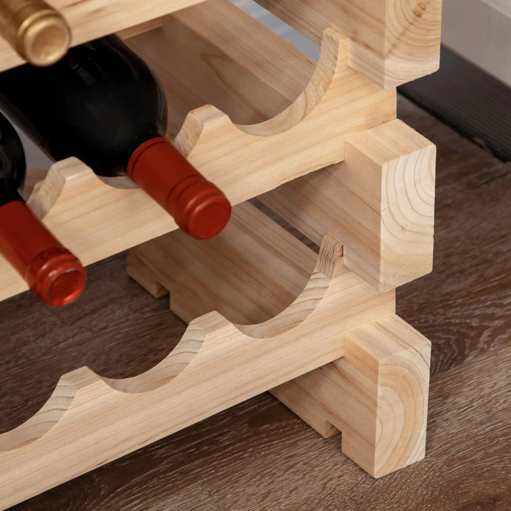 Suport Vinuri 4 Rafturi Lemn Brad Rustic, Design Modular Stabil 4