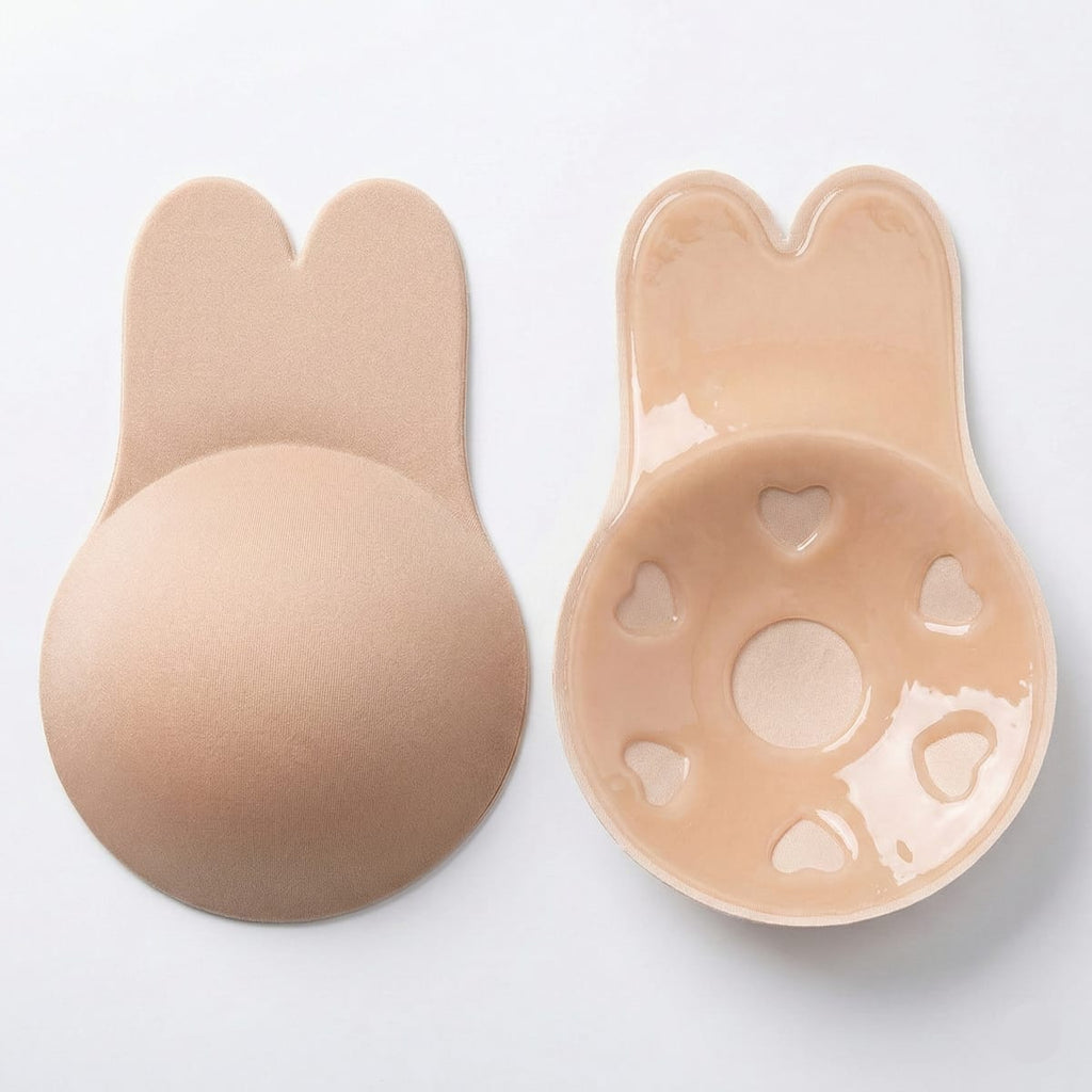 Sutien invizibil din silicon cu efect push-up, set adeziv reutilizabil, variantă bej 1
