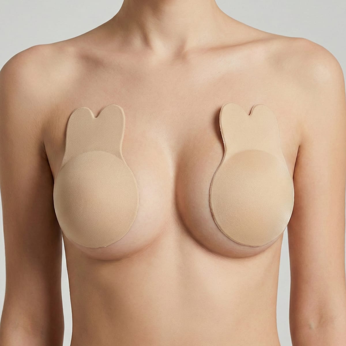 Sutien invizibil din silicon cu efect push-up, set adeziv reutilizabil, variantă bej 3