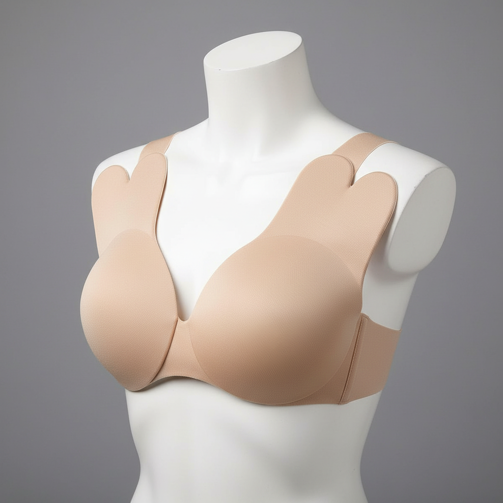 Sutien invizibil din silicon cu efect push-up, set adeziv reutilizabil, variantă bej 5