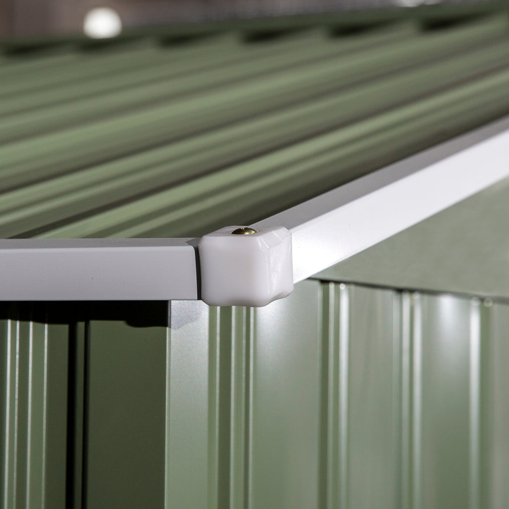 Magazie de gradina 277 x 195 x 192cm cu usi glisante duble, 4 orificii de aerisire, din otel durabil, verde