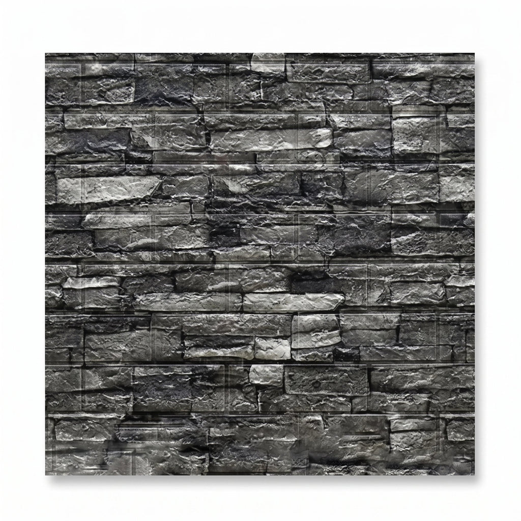 Tapet 3D Autoadeziv Piatra Gri, Set 10 Panouri Decorative, 70 x 77 cm, Grosime 3mm 1