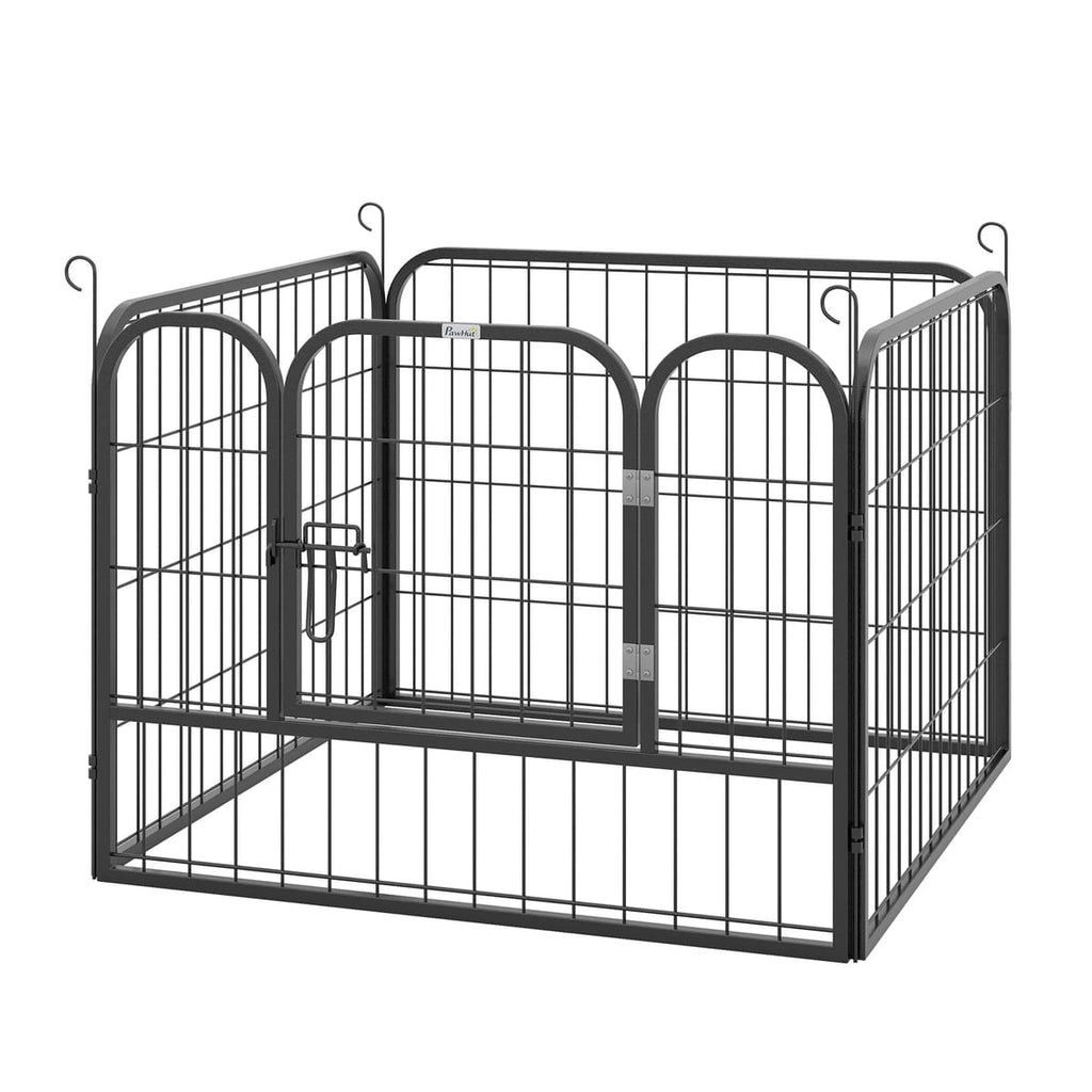 Tarc metalic pliabil pentru câini, mărimea S, 82×82×60, culoare gri, siguranță sporită 1