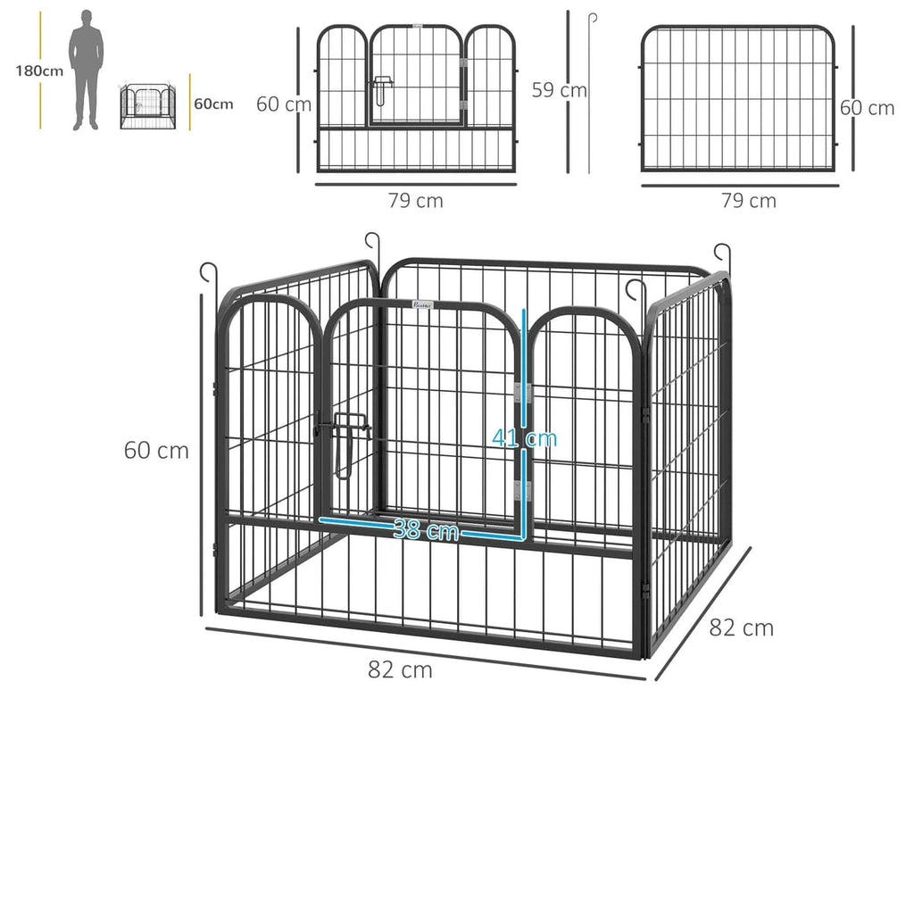 Tarc metalic pliabil pentru câini, mărimea S, 82×82×60, culoare gri, siguranță sporită 3