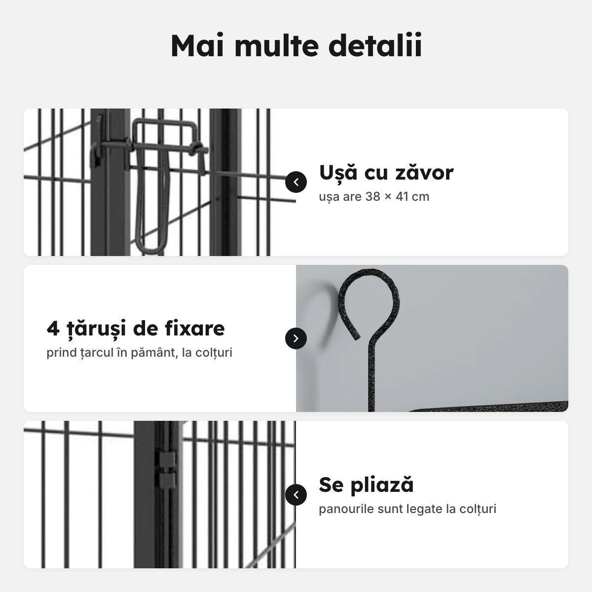 Țarc pliabil pentru căței, 82 × 82 × 60 cm – Mai multe detalii