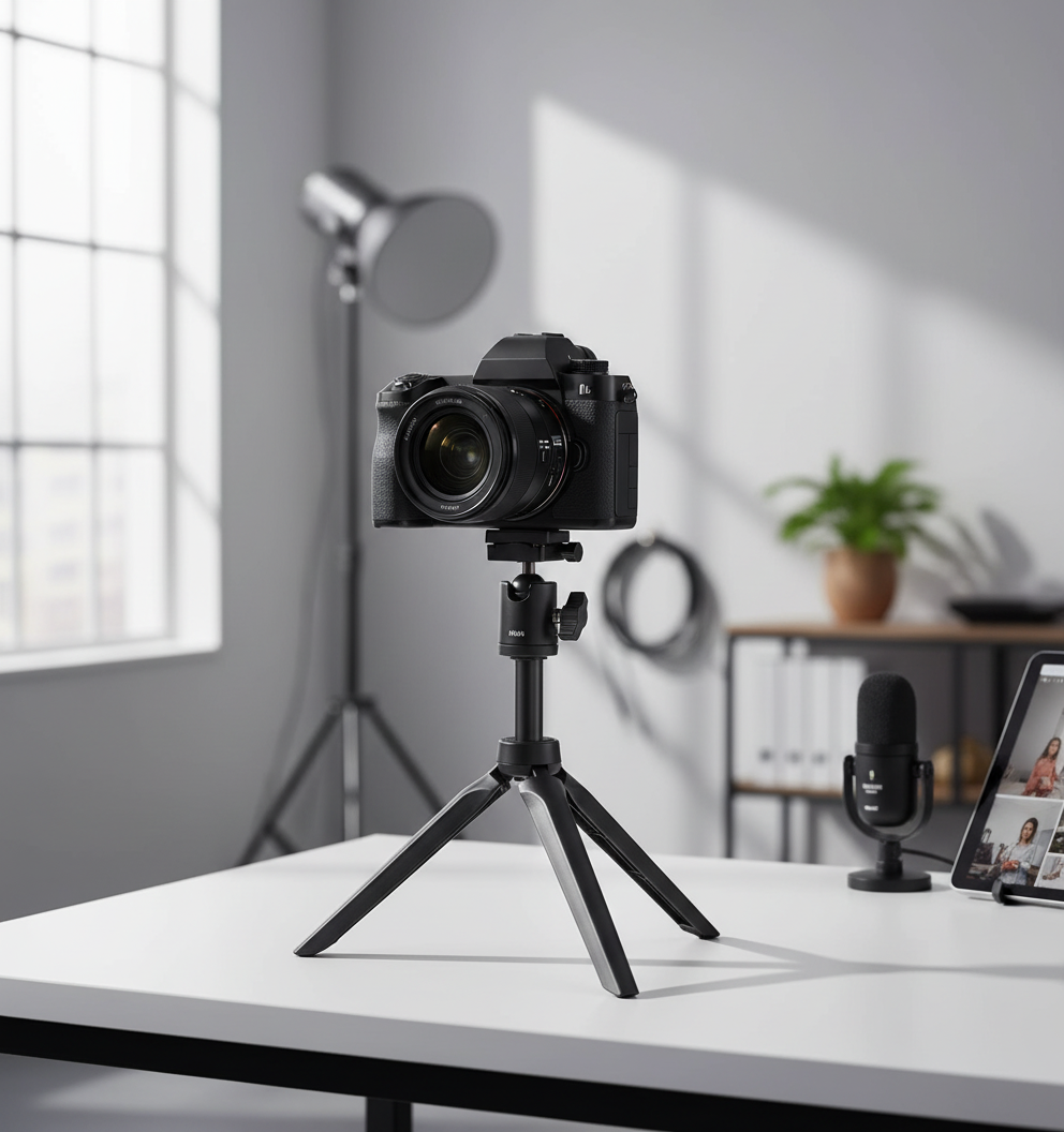 Trepied Reglabil Foto/Video Mini 19cm, Suport Portabil cu surub 1/4 5