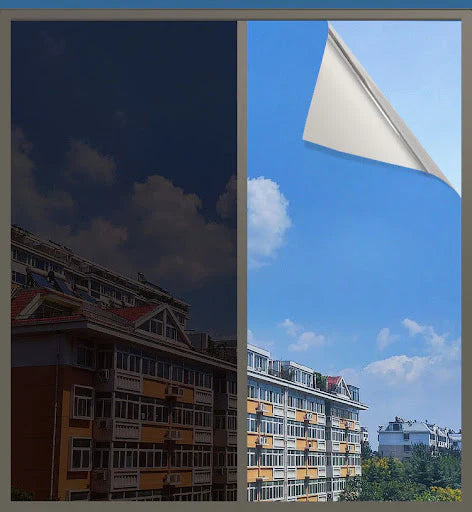 Folie oglindă unidirecțională anti-UV pentru ferestre, privacy static, 60x300, negru