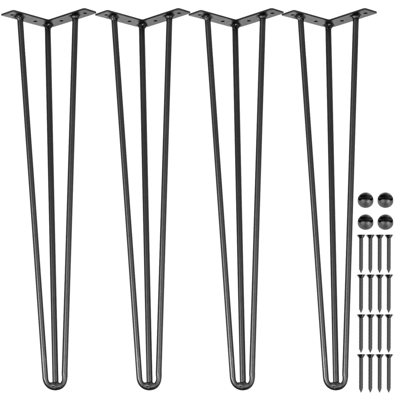 Set 4 Picioare Masa, 76 cm, Negru – Otel Carbon, 3 Tije, Capacitate 100 kg/picior