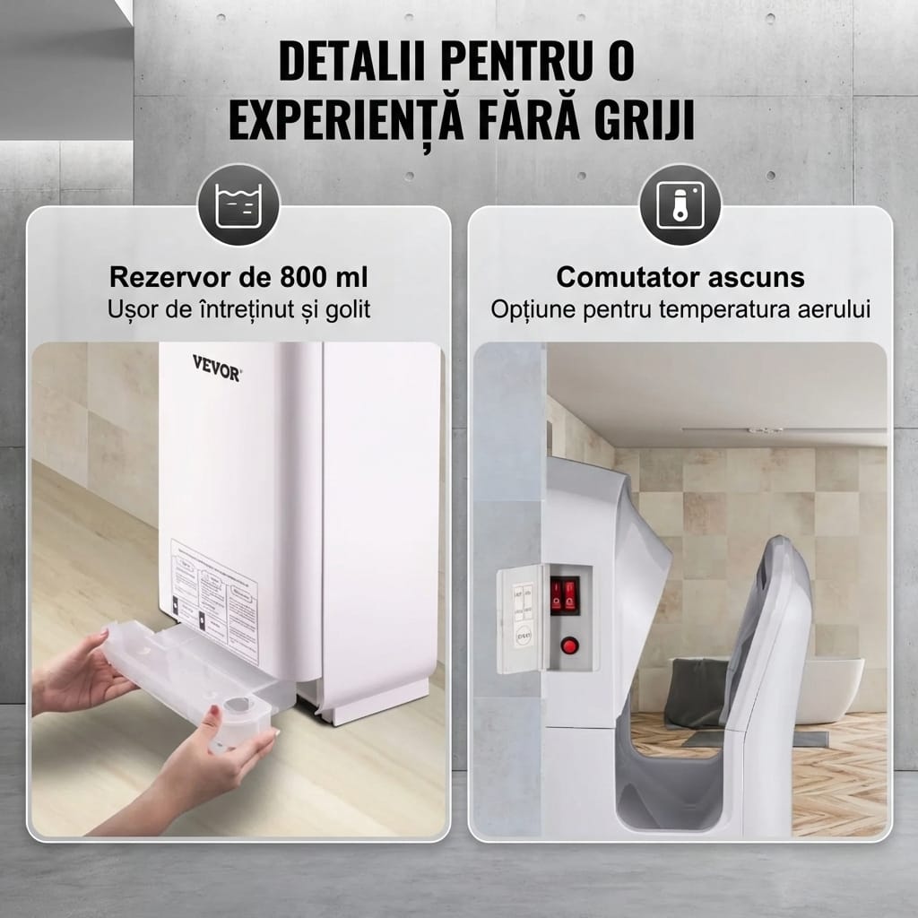 Uscator de Maini Electric Comercial Vertical, 2000W, Filtru HEPA, ABS, Alb, Jet Rapid 6