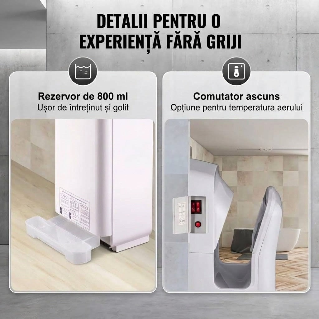 Uscator de Maini Electric Comercial Vertical, 2000W, Filtru HEPA, ABS, Alb, Jet Rapid 6