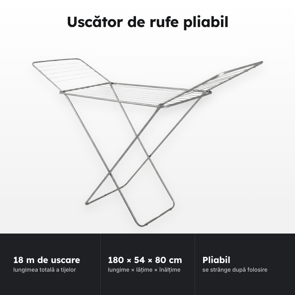 Uscător de rufe pliabil, metal argintiu – Uscător de rufe pliabil