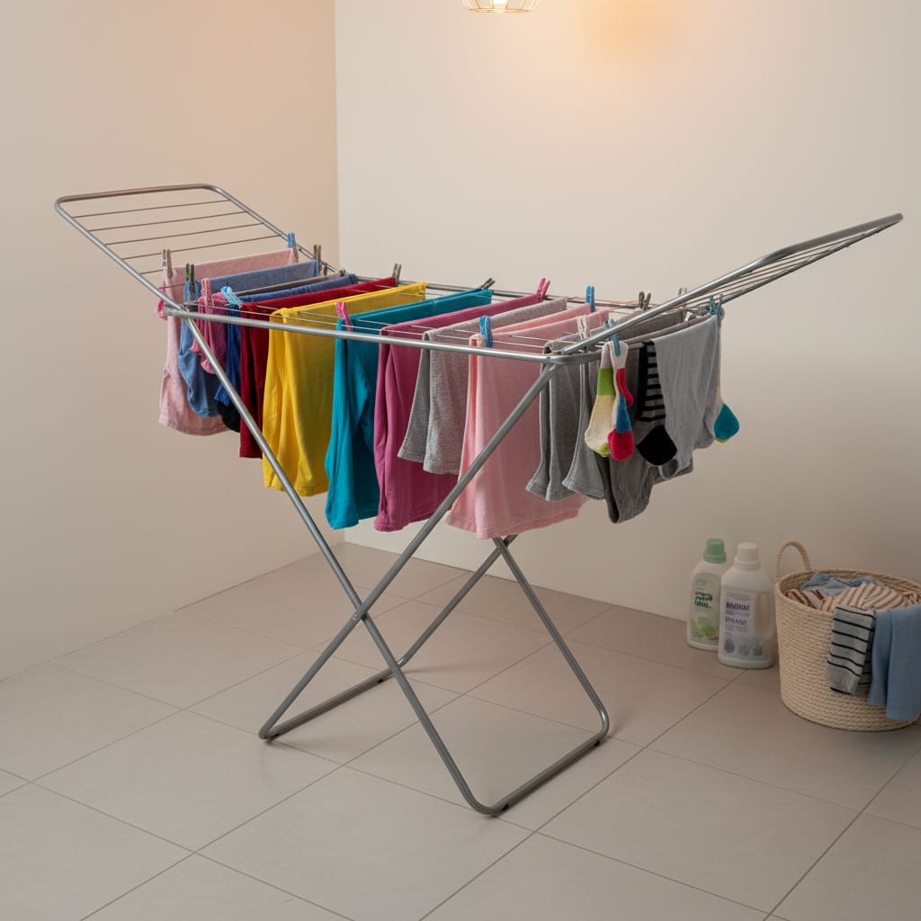 Uscător de Rufe Pliabil Metalic, 180x54x80 cm, Anticoroziune, Mecanism Blocare 5