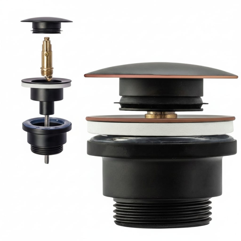 Ventil Click-Clack Lavoar Universal Negru Mat Pentru Lavoar 1