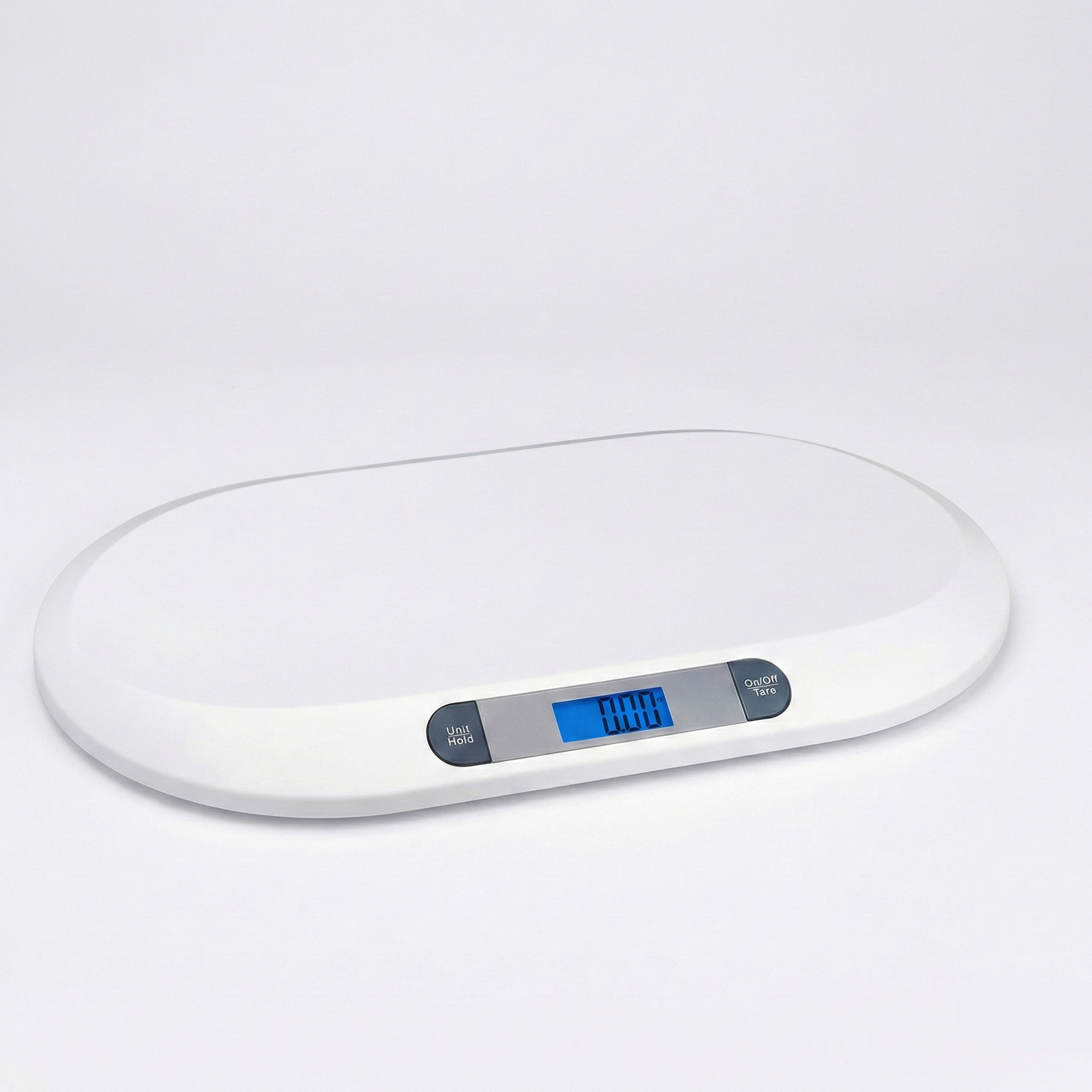 Cantar electronic pentru bebeluși cu display LCD, precizie la gram, max 20 kg, design ergonomic ultra-slim, alb