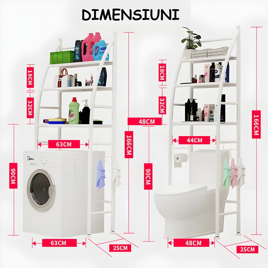 Etajeră Organizator Baie, Raft Depozitare Deasupra Mașinii de Spălat