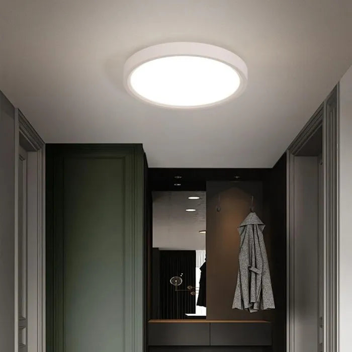 Plafoniera LED rotunda ultra-subtire 30W, alb rece, echivalent 300W, pentru tavan baie si hol